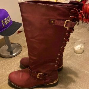 PRICE DROP Torrid zip up faux lace dark red boots